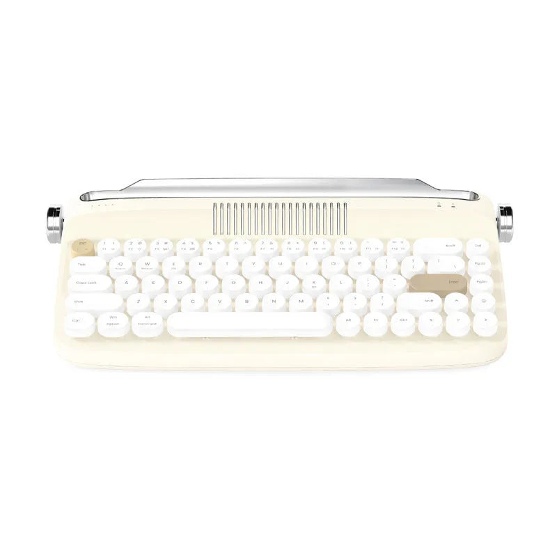 B307 Rechargeable Retro Bluetooth Wireless Keyboard with ABS Construction, Universal Compatibility, and Choose from White, Ivory Yellow, Green, Pink, or Sand Beige Colour Options