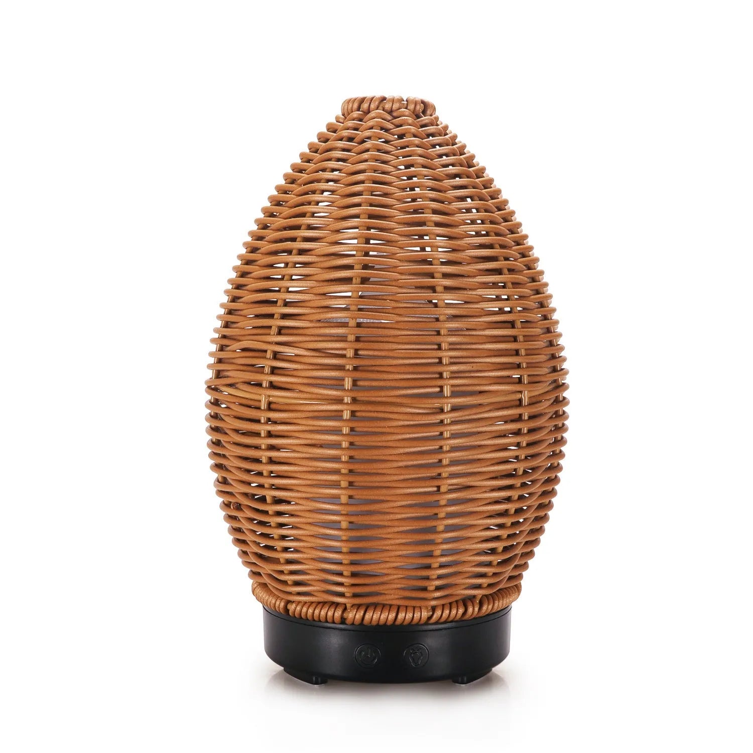Hollow rattan aroma diffuser with light wood grain base, 100ml capacity for essential oils