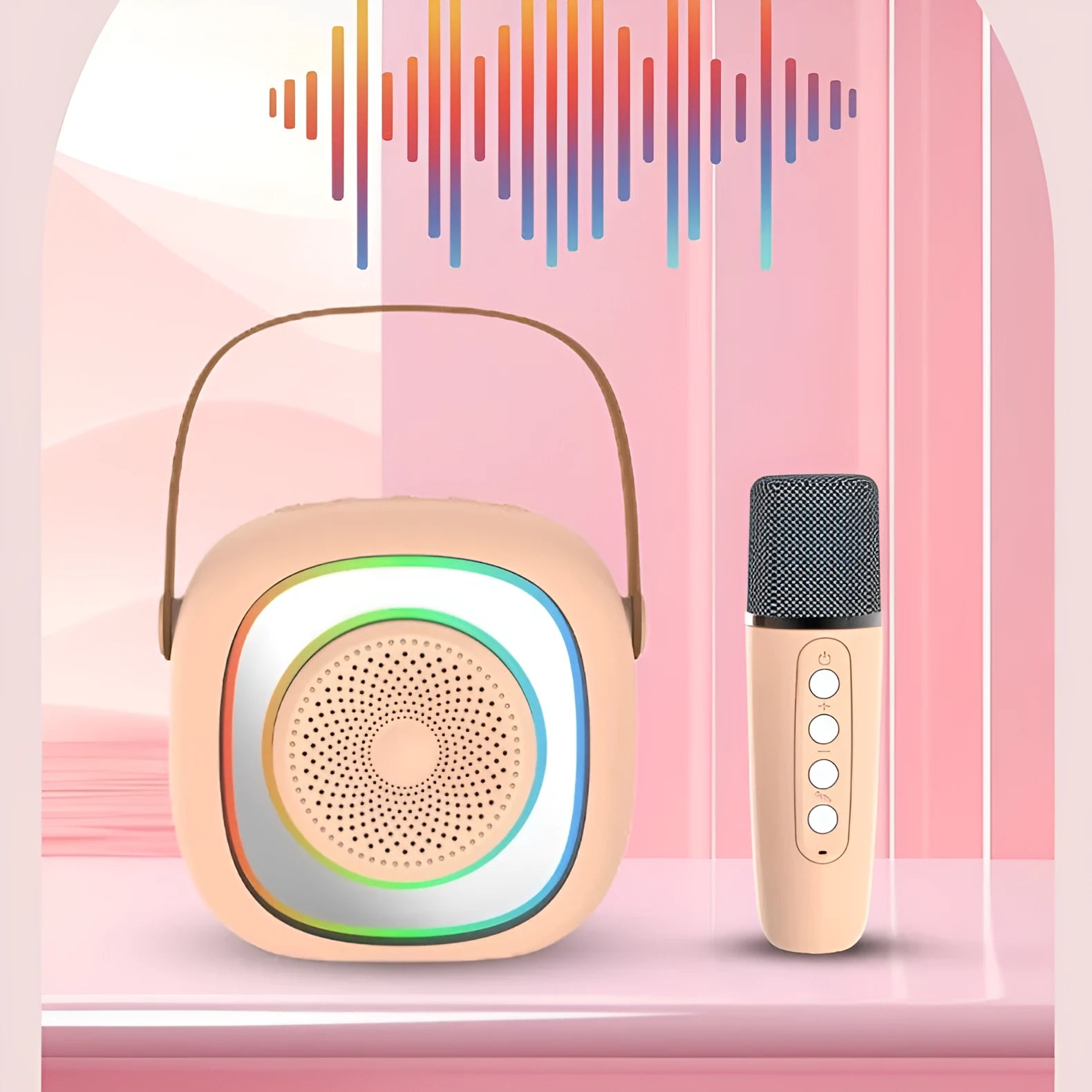 Home wireless karaoke microphone with Bluetooth and colourful LED lights in multiple colour options