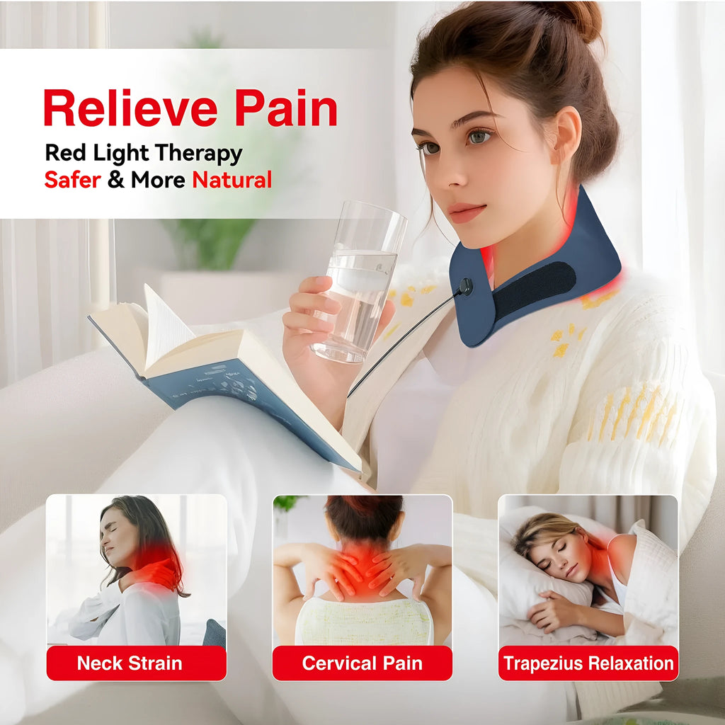 Red light hot compress neck mask physiotherapy device for cervical vertebra treatment