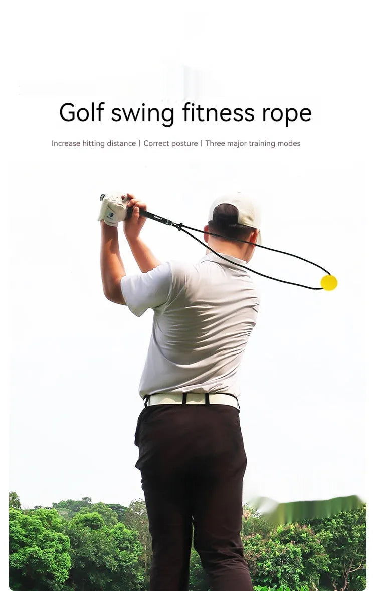 Black silicone elastic string golf swing trainer rope for physical correction action practice