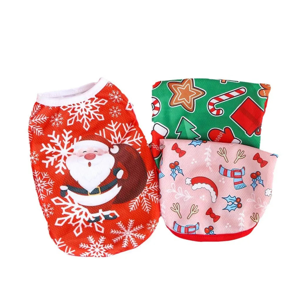 Christmas pet vest for small dog or cat in Red Santa Claus colour, polyester non-shedding short style