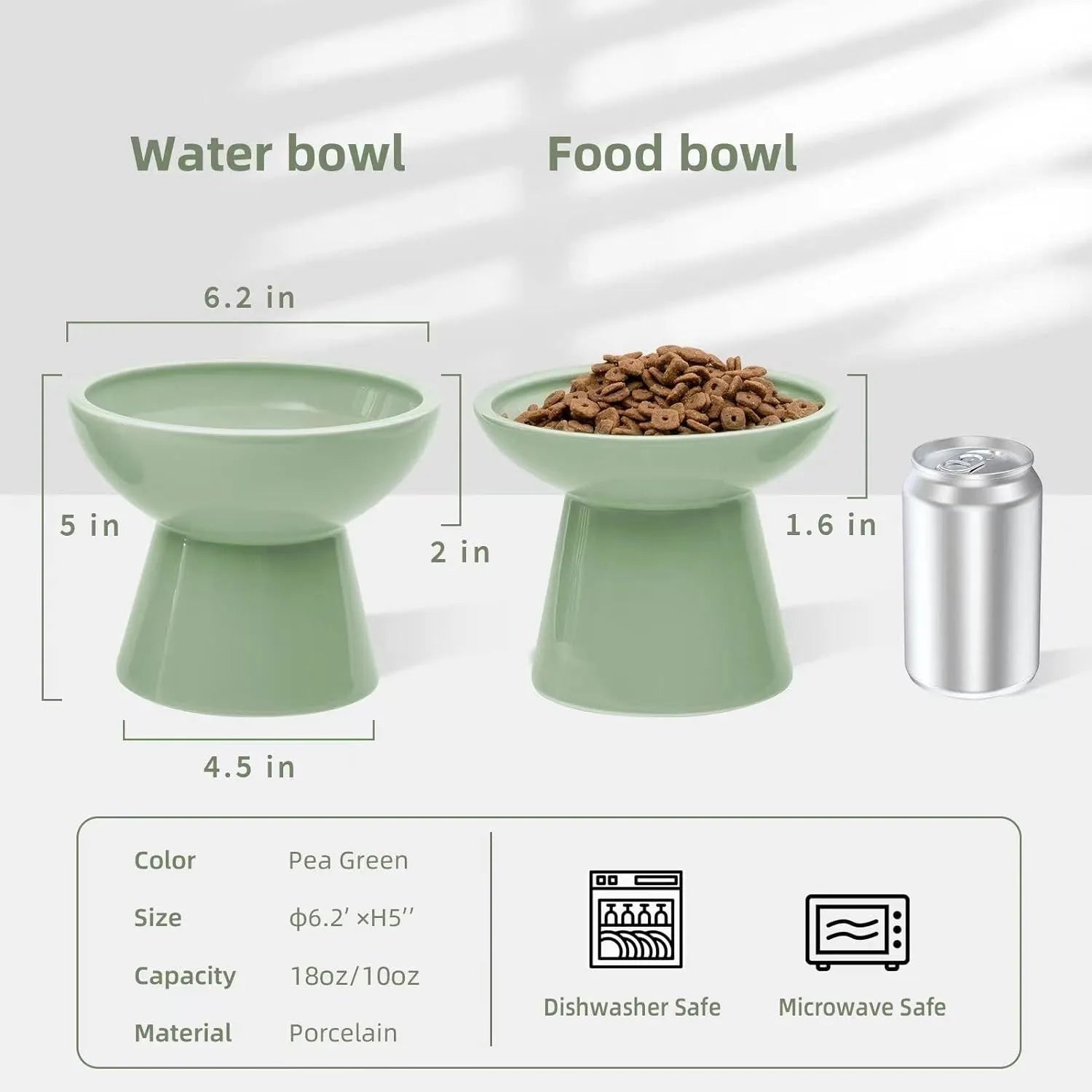 Ceramic elevated cat food bowl in blue colour with wide shallow design