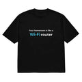 Men's black loose fit short sleeve T-shirt with a colourful 3D digital cartoon print on the front.