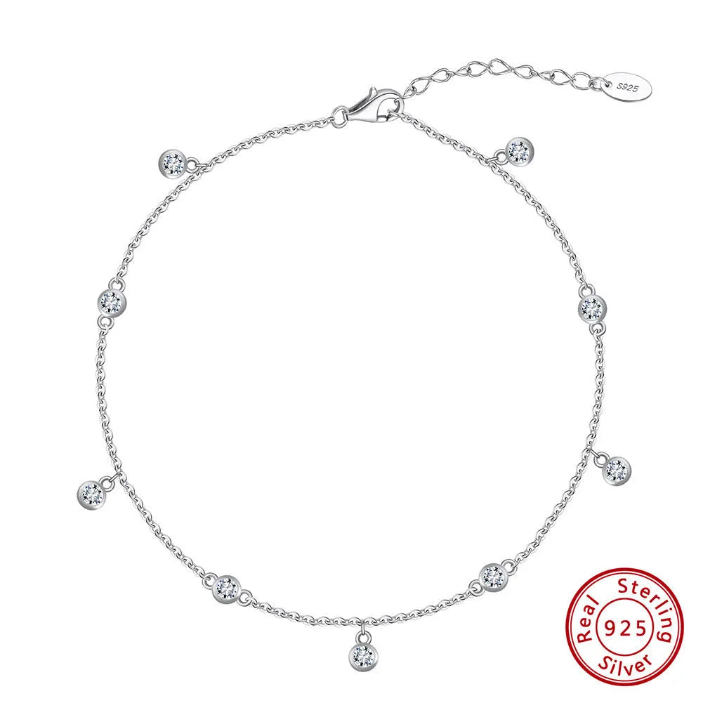 Women's silver anklet with geometric pendant in gold colour option