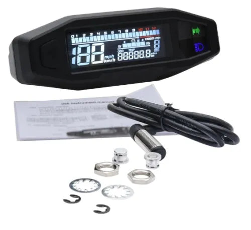 Black motorcycle mini LCD speedometer and oil gauge display on a 4.1-inch screen.