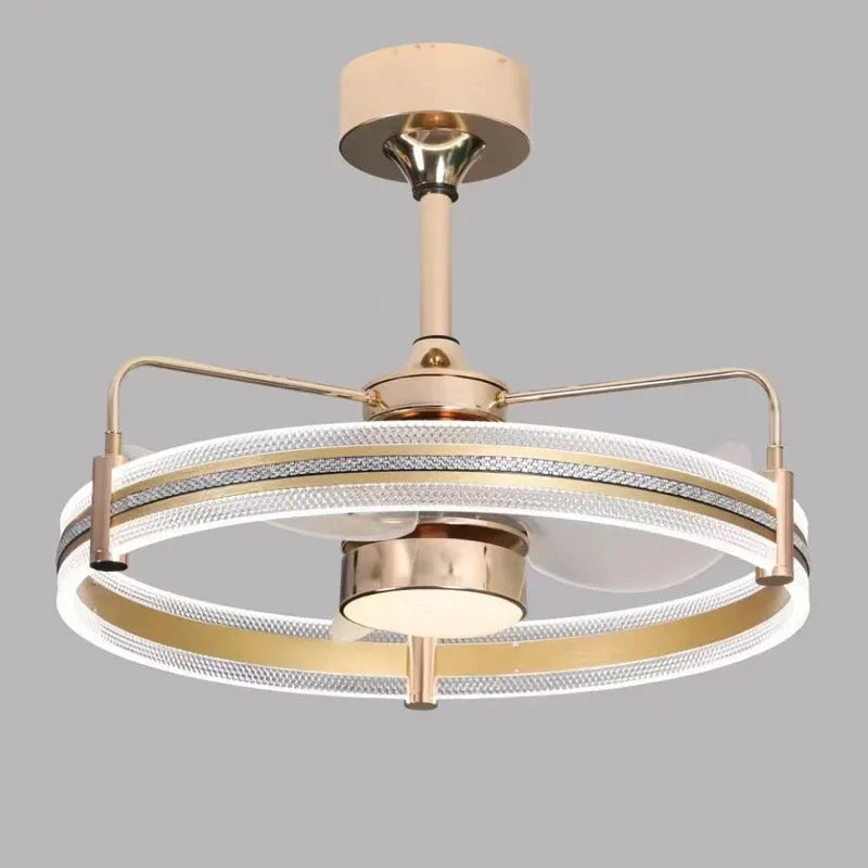 Modern black ceiling fan light with remote control and acrylic lampshade