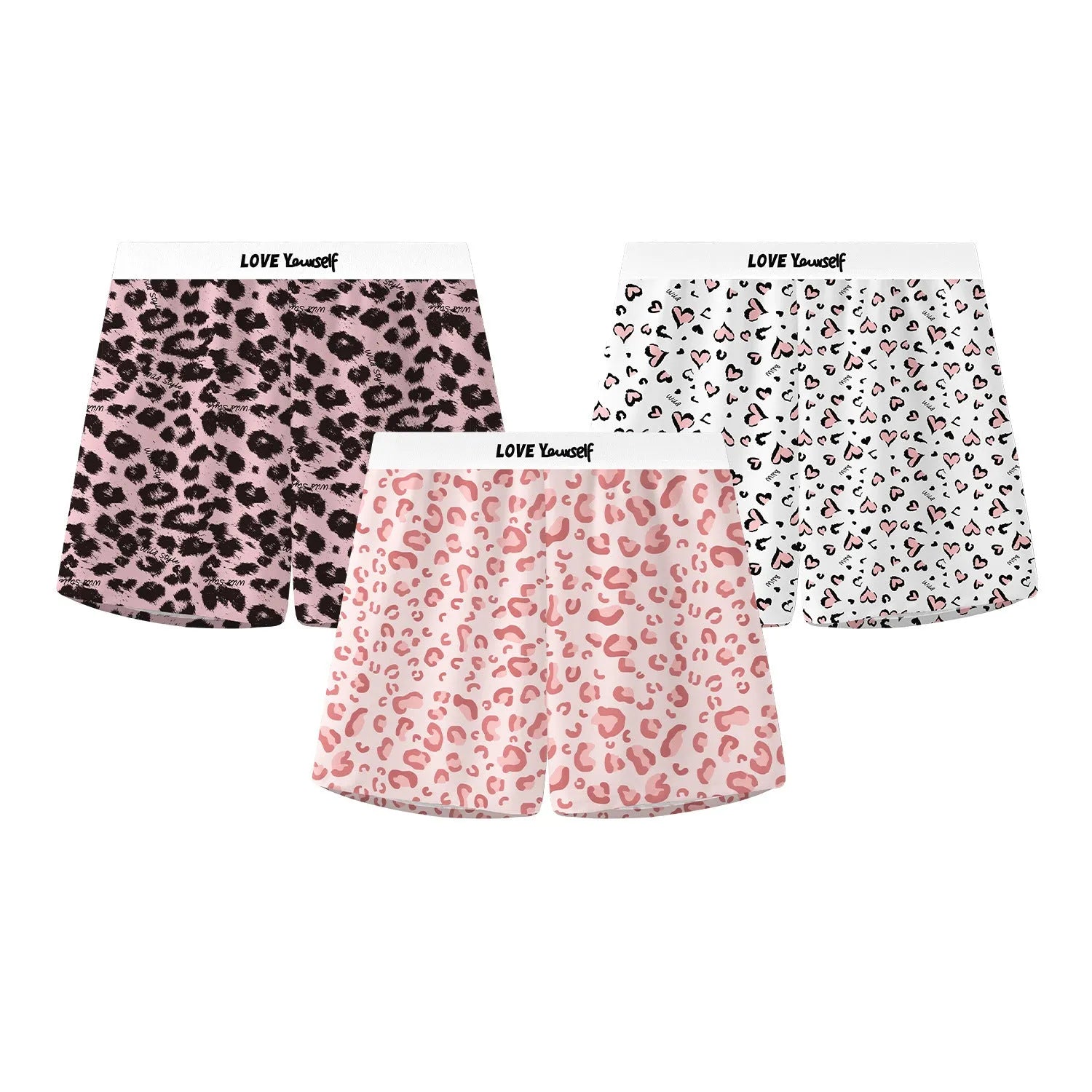 Men's leopard print boxer briefs with loose woven Ice Silk fabric in quick-drying sports design
