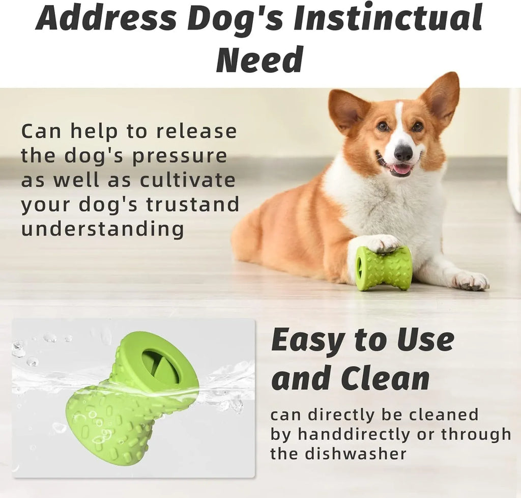 Blue durable natural rubber interactive treat dispensing dog toy for aggressive chewers.