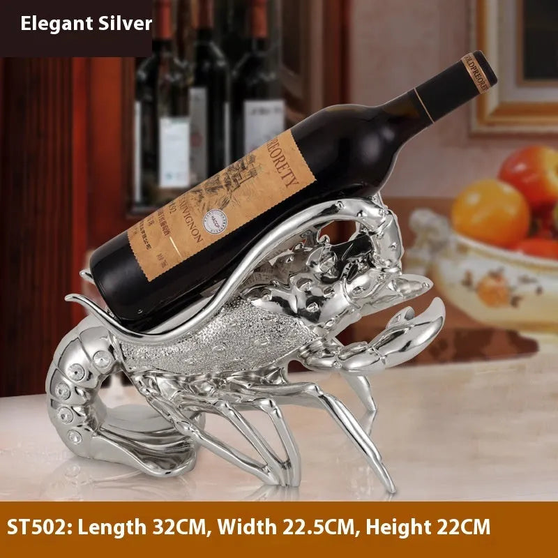 Lobster shaped wine rack ornament in rose gold or silver resin decorative piece