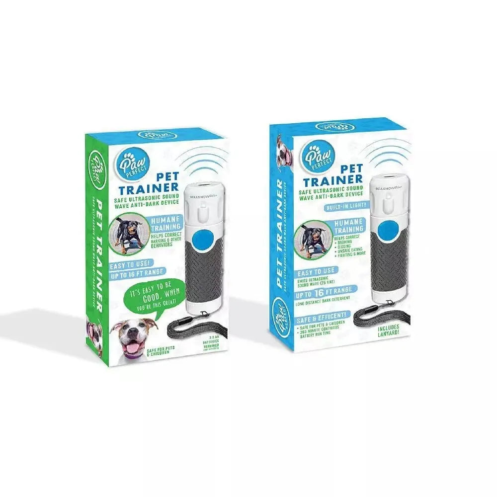 White handheld ultrasonic dog trainer device for bark control with ABS plastic construction