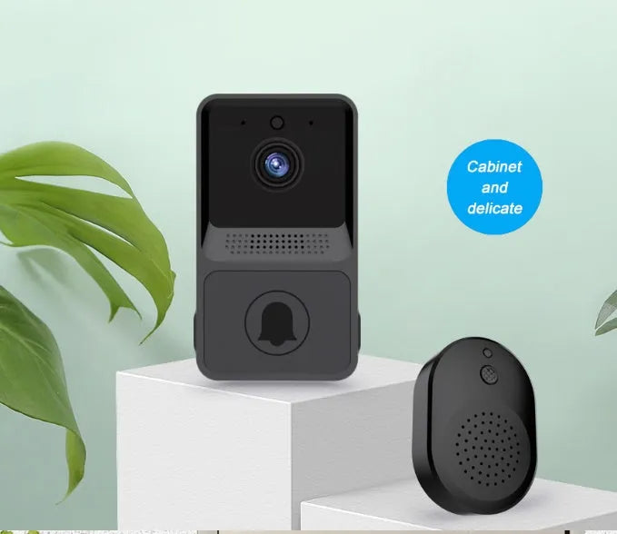 Z20 smart wireless doorbell in black with wide-angle lens and night vision LEDs