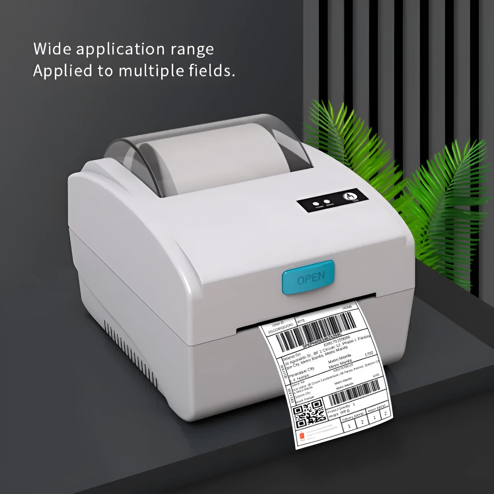 White Bluetooth thermal label printer with USB and wireless connectivity for heat-sensitive labels