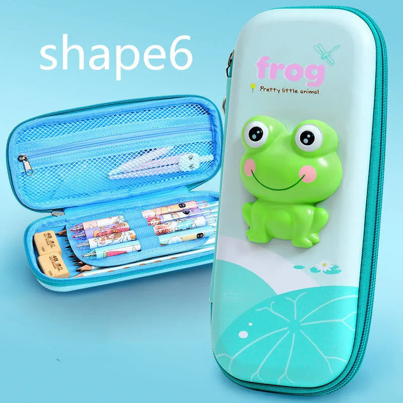3D decompression pencil case in square Korean style with cartoon pattern