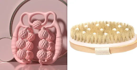 Bear Double Row Ring Clip manual leg massager in pink, green, or purple.