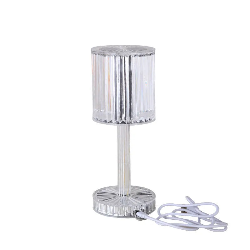 Crystal table lamp with transparent K9 crystal shade and touch dimmable base