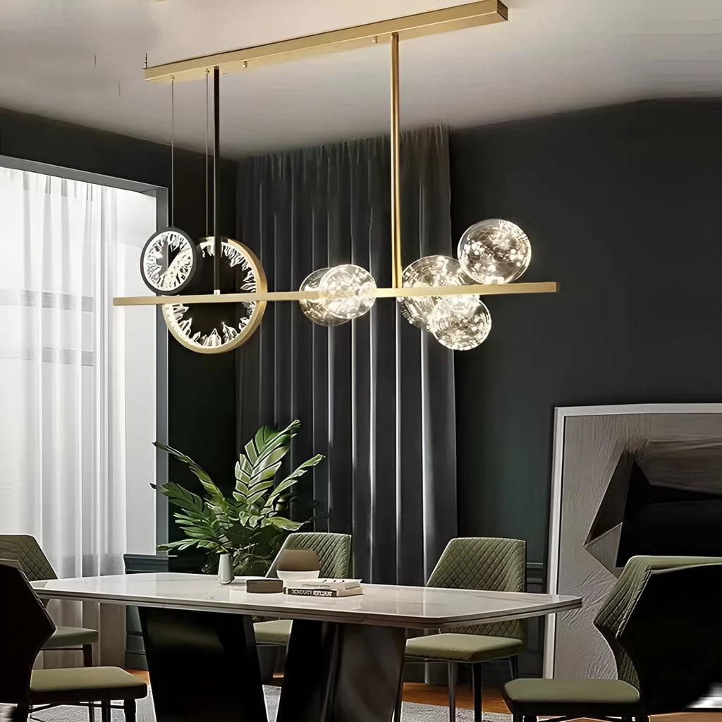 Glass chandelier with iron body in light luxury style, 95cm diameter, 27.5cm height, remote control