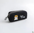 Creative simple cute corner animal pencil case in black cat pattern, leather, compact size