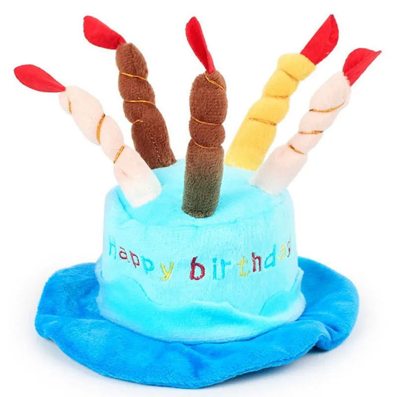 Blue and pink dog birthday hats for canine birthday party celebrations
