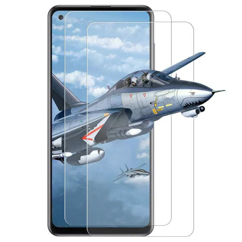 Tempered glass screen protector film for Samsung mobile phone showing privacy anti-peep effect.