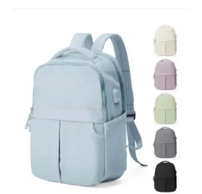 Women's nylon travel computer backpack, 43x30x13cm, green colour with multiple pockets