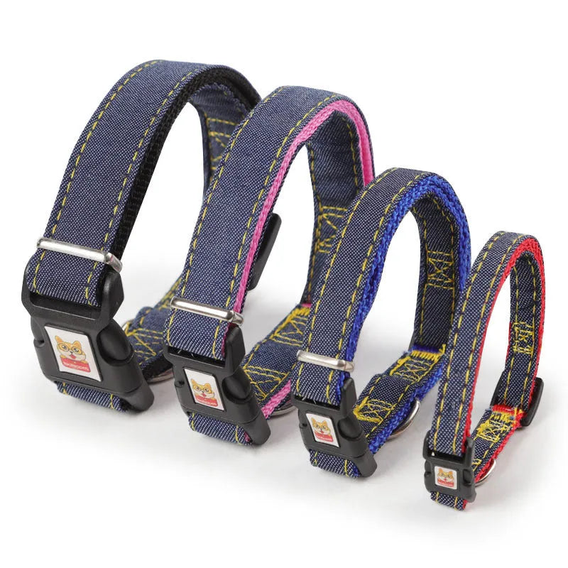 Pipitao denim dog leash with chest and back traction set, available in multiple colours and widths for dog walking