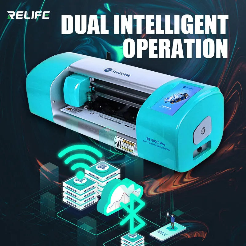 SS-890C PRO 16 inch smart film cutting machine with metal construction and connectivity ports