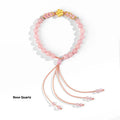 Chinese style peach blossom bracelet with hand-woven red rope strap and crystal centrepiece