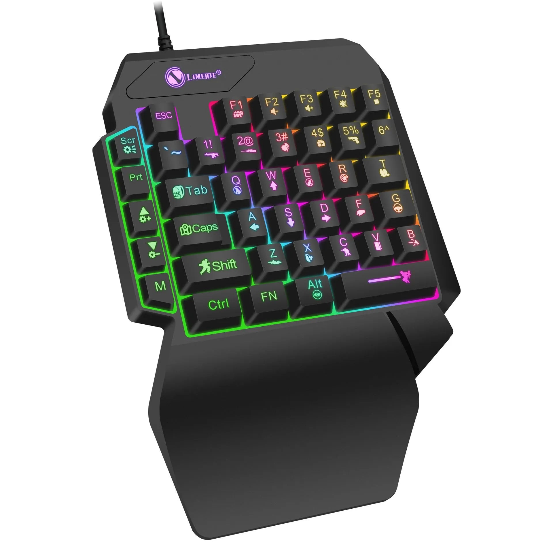 GK103S one-handed mechanical gaming keyboard with luminous keys and 1.2 metre USB cable