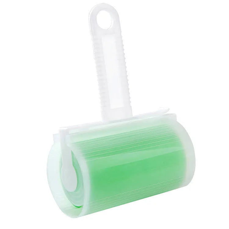 Blue reusable washable lint roller with cover for removing pet hair from clothes and sofas.