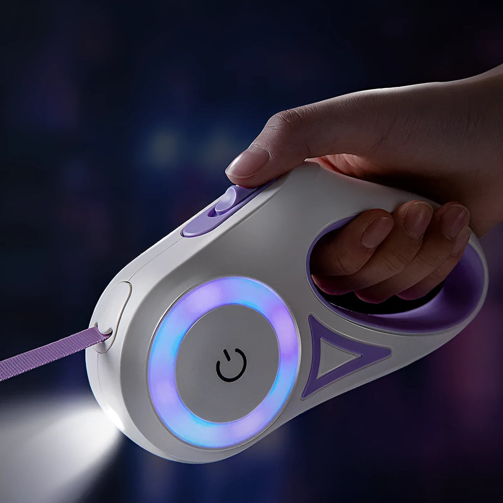 Retractable dog leash with one-handed brake in Dream Purple colour, 3m length