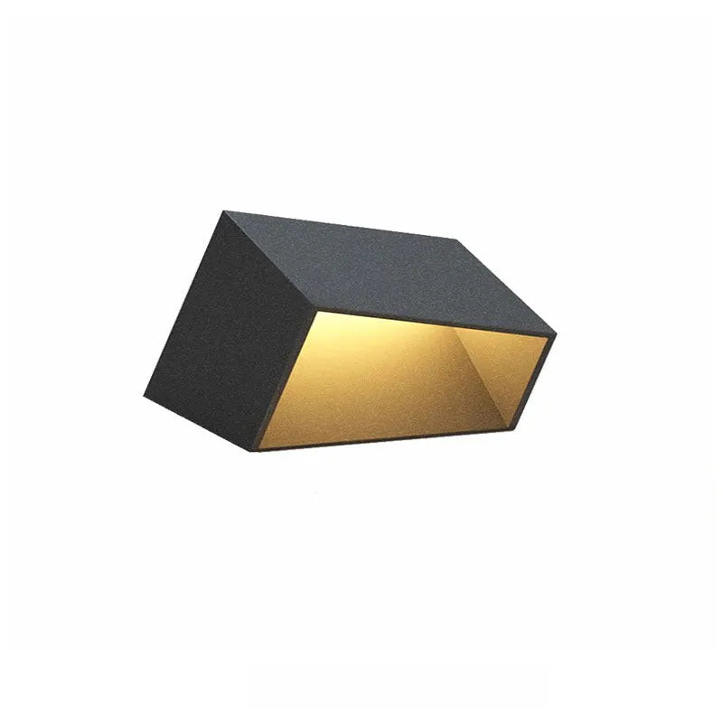 Black solar powered LED spotlight outdoor IP65 waterproof stainless steel geometric art garden lamp 30x22cm