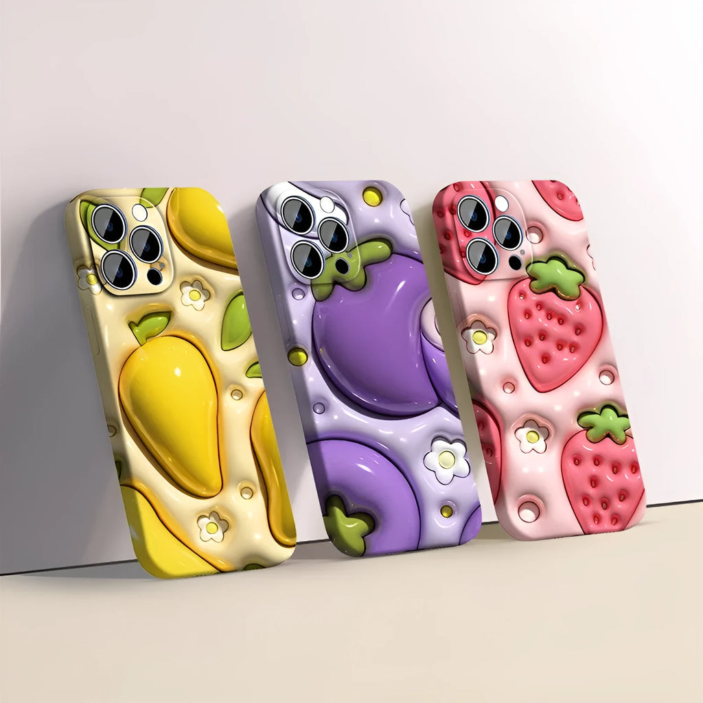 Silicone drop resistant phone case for iPhone in mango colour with cutouts for camera and buttons