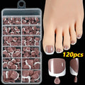 120 French white edge nude toenail pieces in square short shape