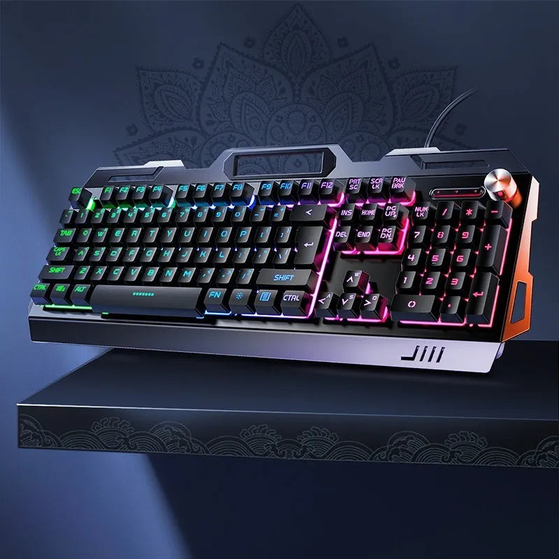 Silver Eagle V2G5 mechanical feeling keyboard with metal panel knob, white blue backlight, mouse and headset