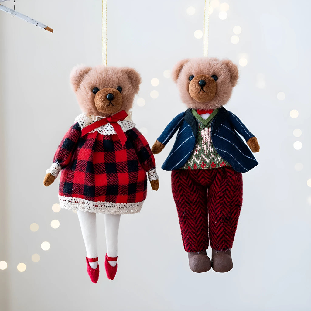 Cartoon cloth plush bear couple set showing Gentleman Bear and Princess Bear designs