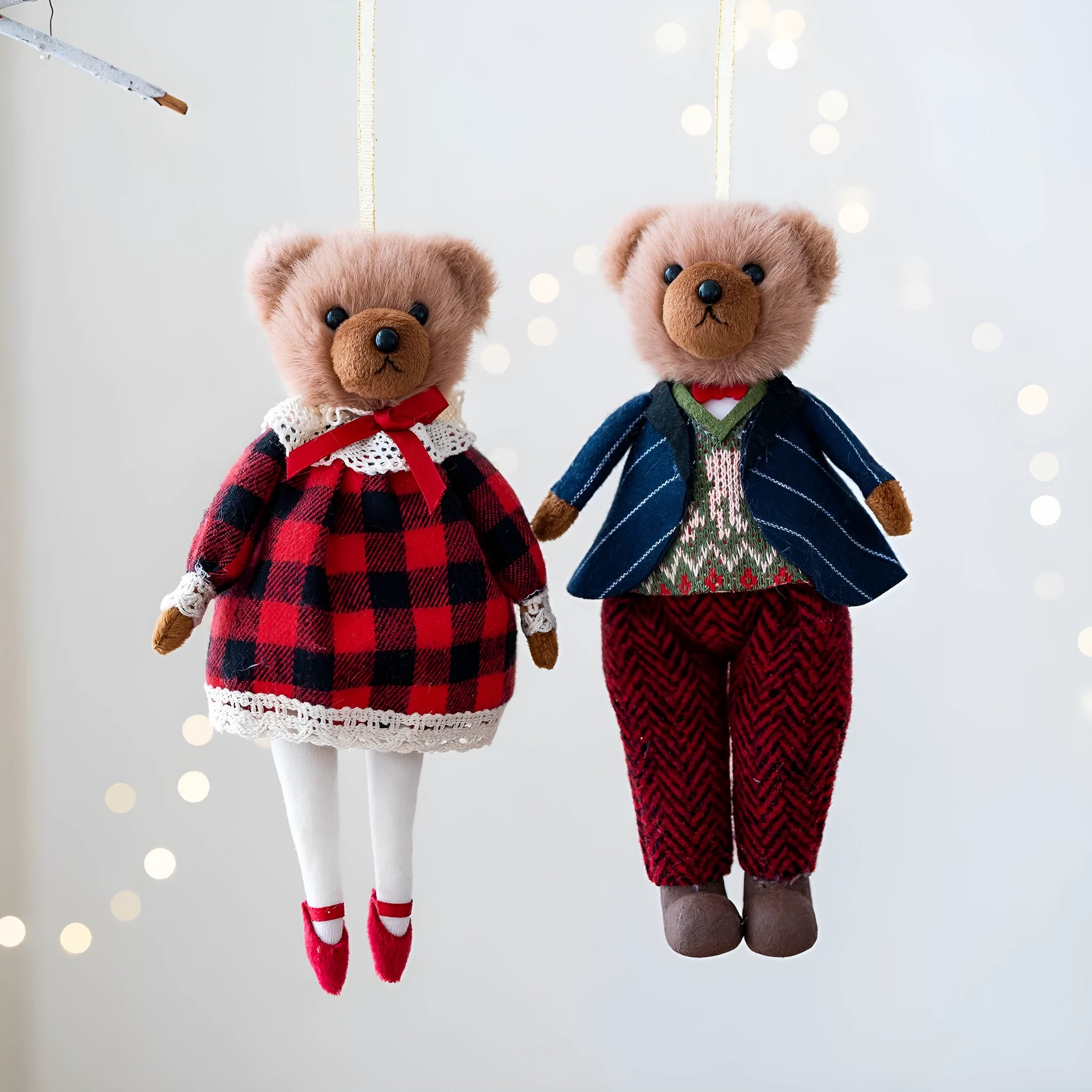 Cartoon cloth plush bear couple set showing Gentleman Bear and Princess Bear designs