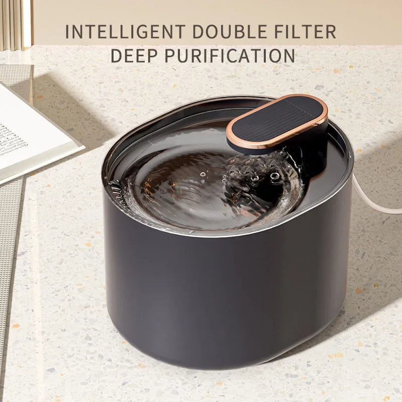 Automatic pet water fountain with USB cable, filter element, and detachable components in Berlin blue colour