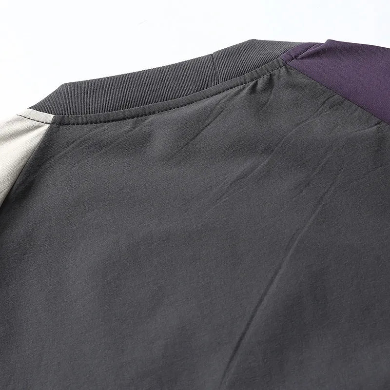 Dark grey quick-dry raglan sleeve t-shirt with contrast colour detailing