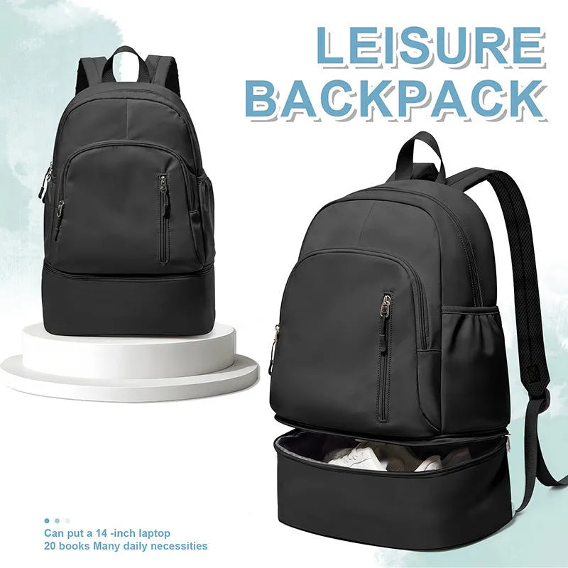 Waterproof polyester casual travel backpack with adjustable curved straps in solid colour options