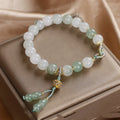 Chinese handmade natural agate beaded bracelet in light blue colour for women