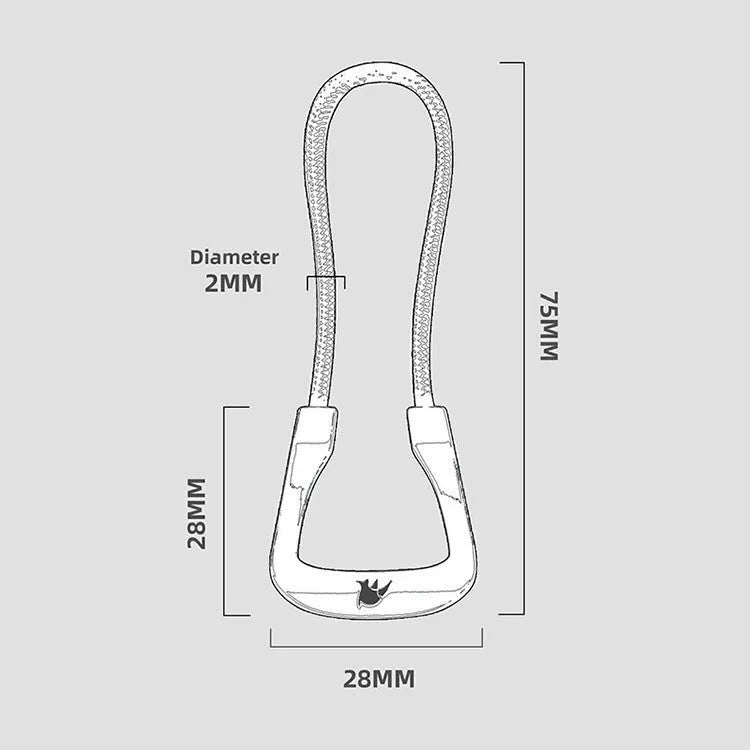 Polyester drawstring ring pull tail rope, 2.8 x 7.5 cm, for zip replacement on jackets and bags.