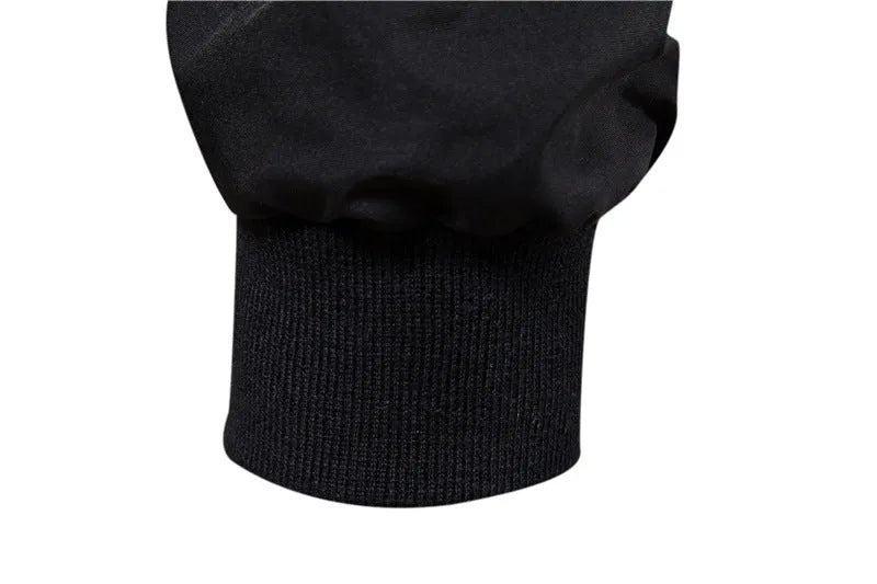 Men's thin casual polyester jacket in dark blue, black, or army green solid colour.