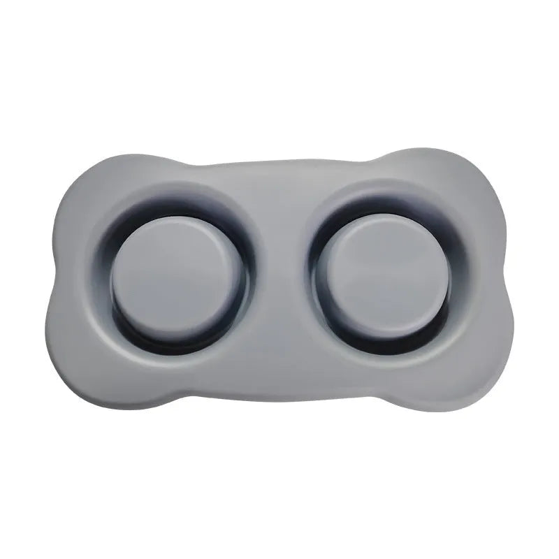 Large silicone pet bowl with stainless steel inner component in blue colour