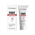 White 100g jar of foot care cream with aloe and vitamin C on a blue background.
