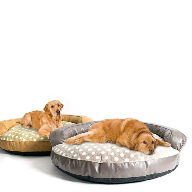 Large cloth dog kennel mat 124cm x 30cm in dot style khaki or dark grey rectangular pet bed
