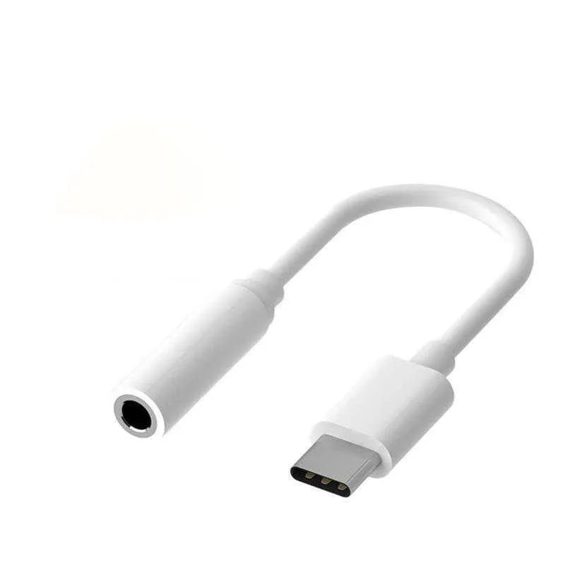USB-C to 3.5mm headphone adapter cable in black with Type-C connector on one end and audio jack on the other