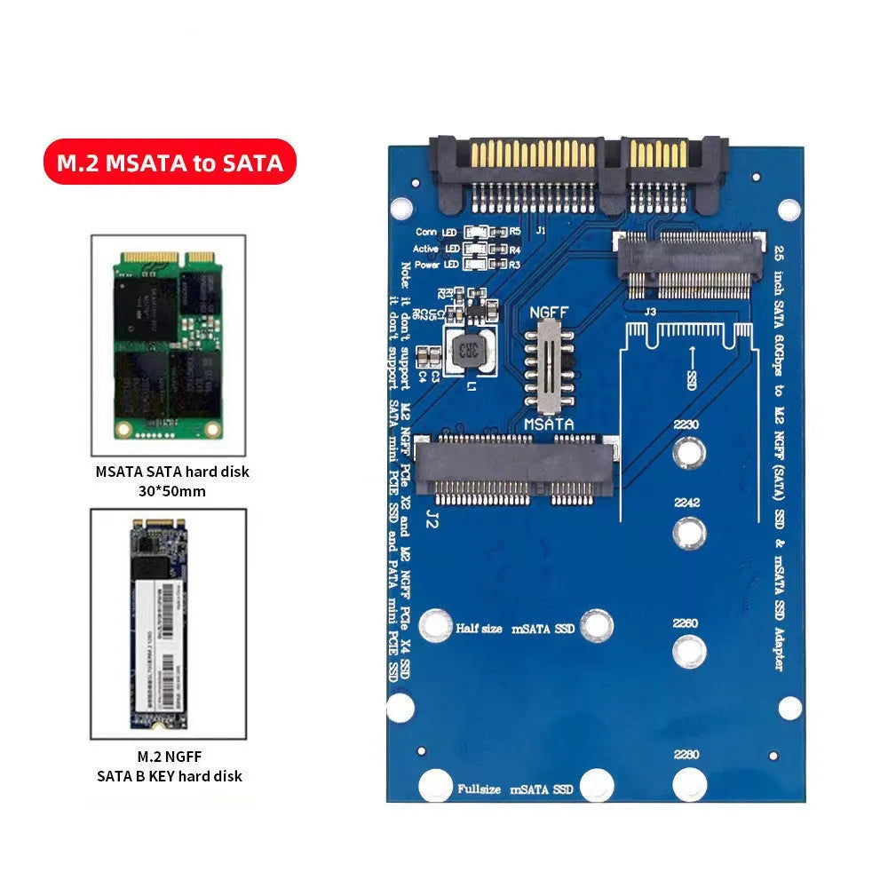 Black SATA to M.2 NGFF SSD adapter card for 2.5-inch drive bay mounting