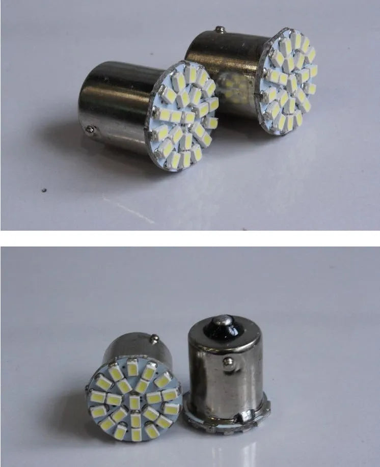 1156 1157 socket LED car brake and turn signal light with 22 white LEDs.
