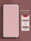 A wide, long non-slip TPE gymnastic mat in a solid colour with alignment guide lines, shown rolled and unrolled.